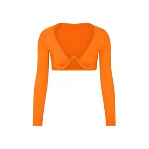 SKIMS Signature Swim Long Sleeve Underwire Top Womens Swimwear Orange Sz 4X NWT